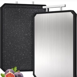 U handle double sided cutting board stainless steel/black *new*